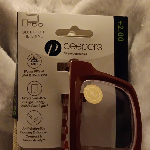 Peepers Glasses +2.00 burgundy w glass case - Picture 6 of 6